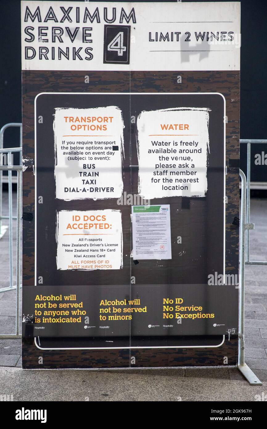Avis concernant les boissons sous licence au bar Banque D'Images