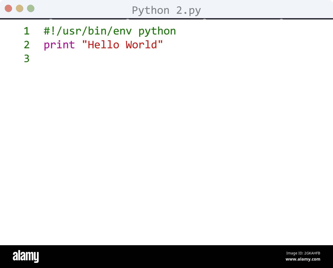 Exemple de programme Hello World en Python 2 dans l'illustration de la ...