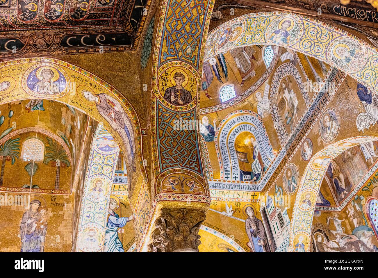 détail de la mosaïque dans la chapelle palatine de palerme. Italie. Banque D'Images