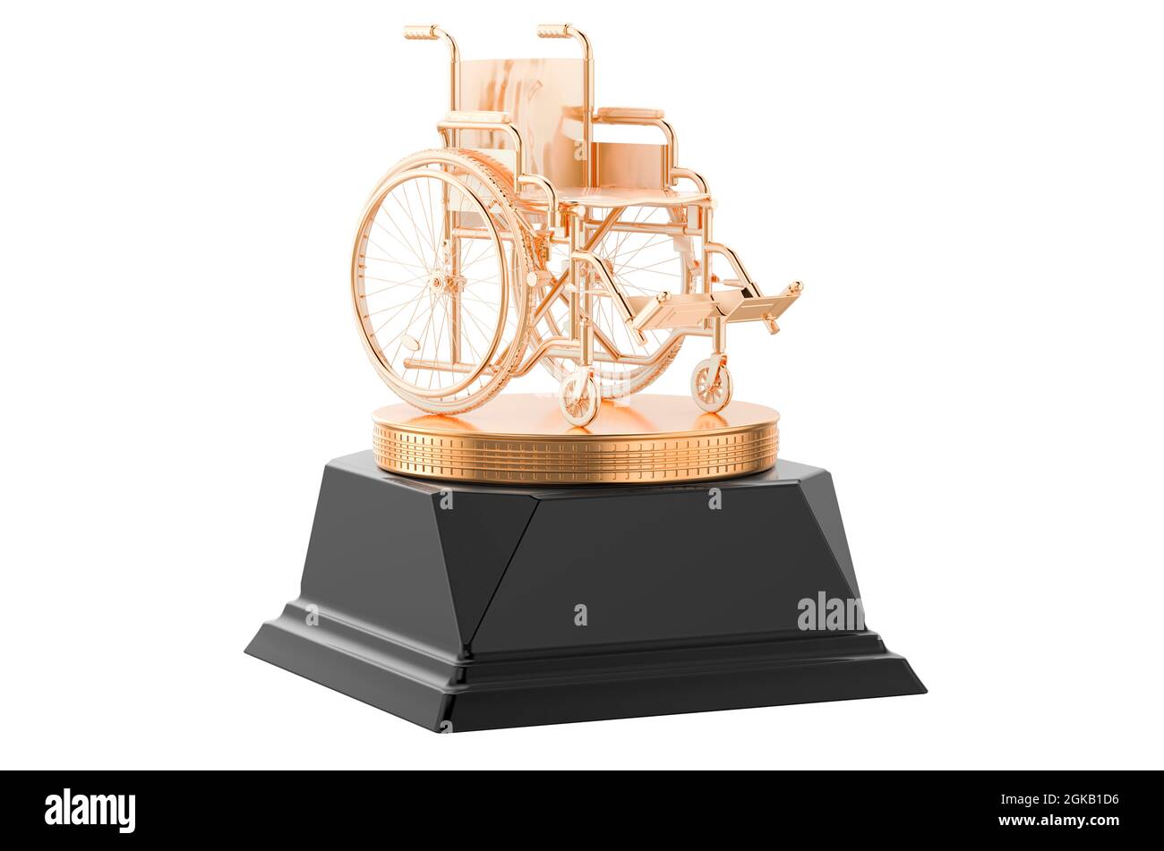 Concept de fauteuil roulant manuel Golden Award. Rendu 3D isolé sur fond blanc Banque D'Images