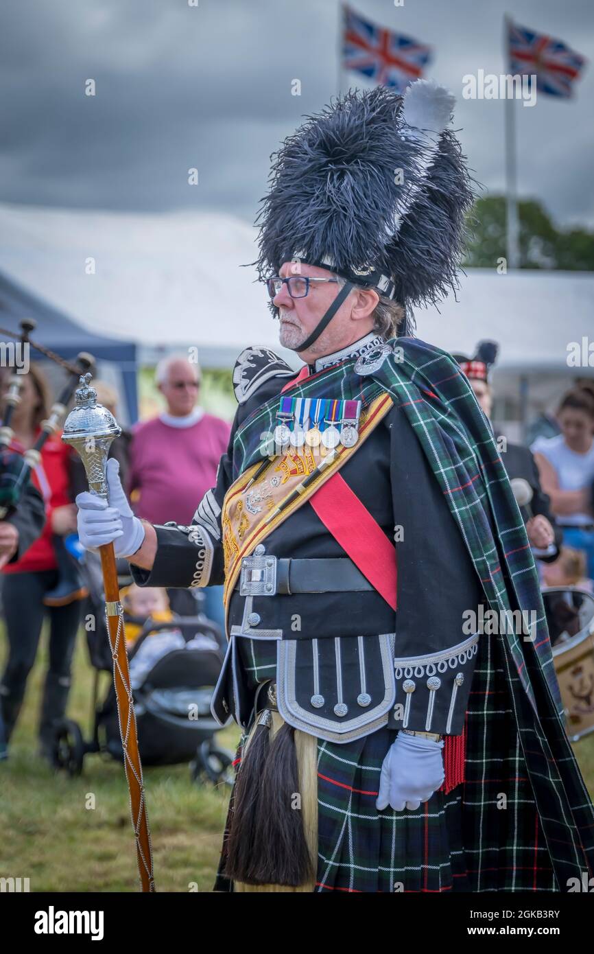 Pipe Major avec la Seaforth Highlanders Association. Banque D'Images