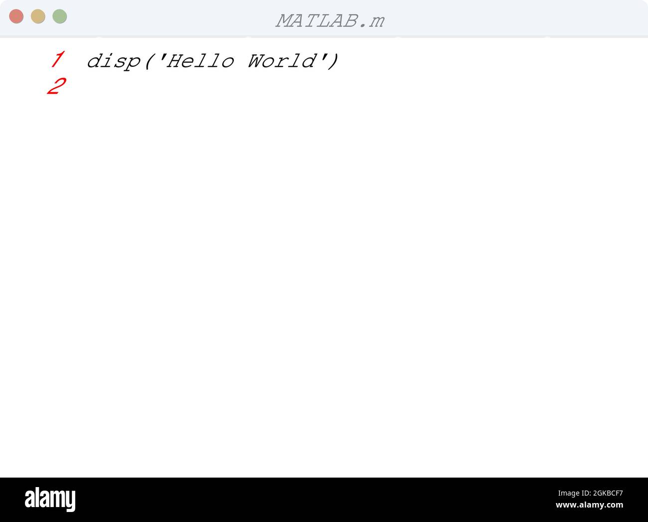 Exemple de programme Hello World de langage MATLAB dans l'illustration ...