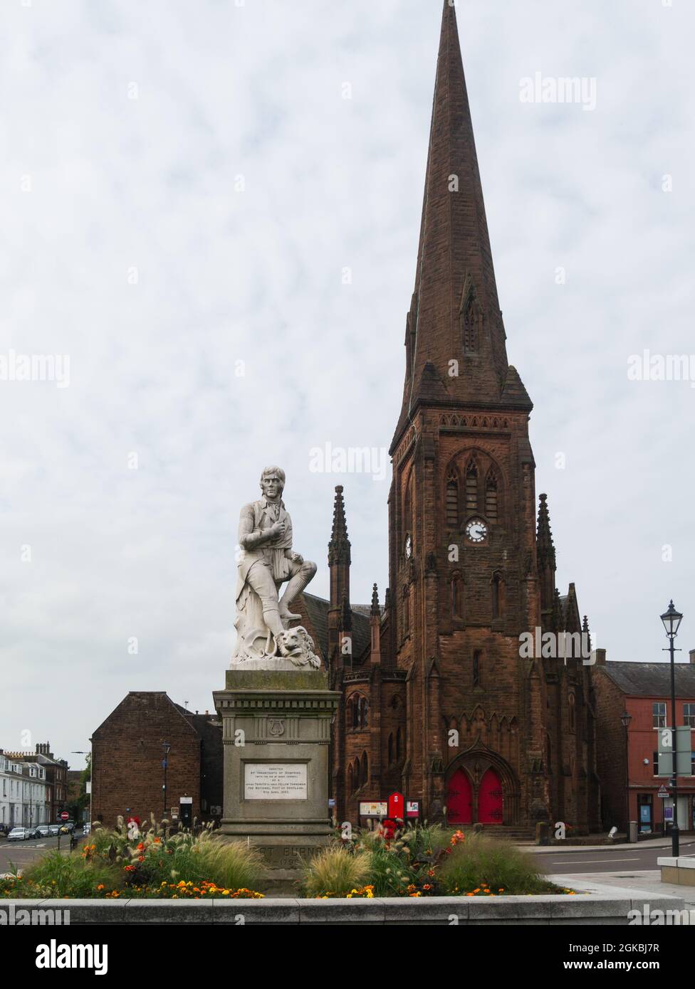 Statue de Robert Burns devant l'église Greyfriars ville de Dumfries Dumfries et Galloway Scotland poète national 1759 - 1796 Banque D'Images