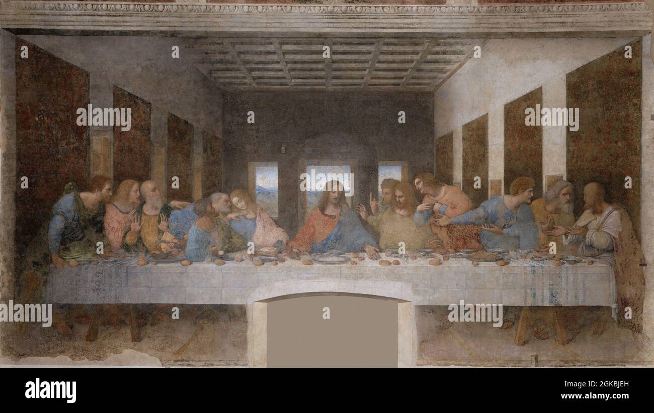 Artiste: Leonardo da Vinci (1452-1519) titre: La Cène (il Cenacolo / l'Ultima Cena) année: 1495-1498 Banque D'Images