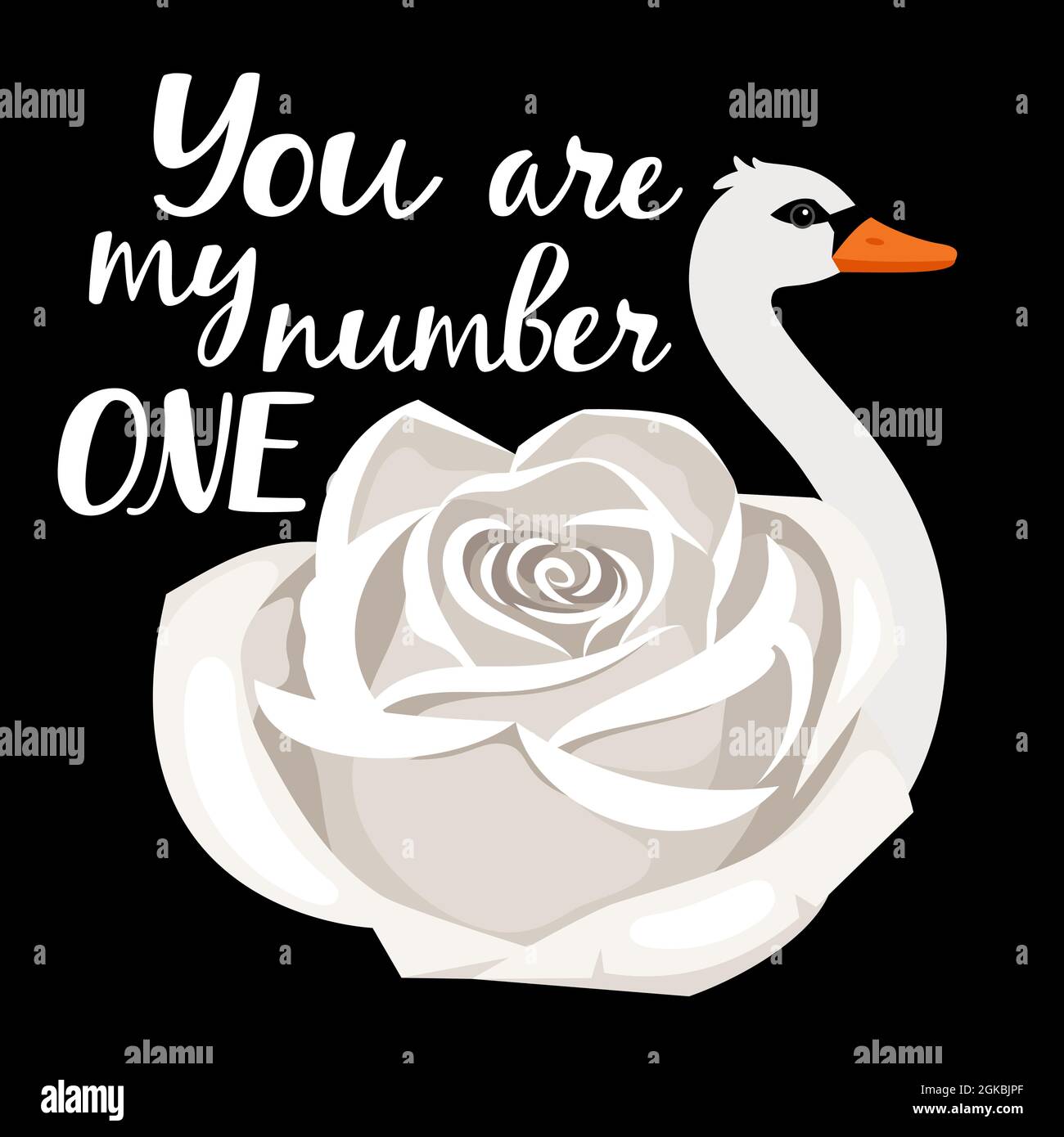 Vous êtes mon affiche numéro un avec le cygne blanc et la fleur de corps Illustration de Vecteur