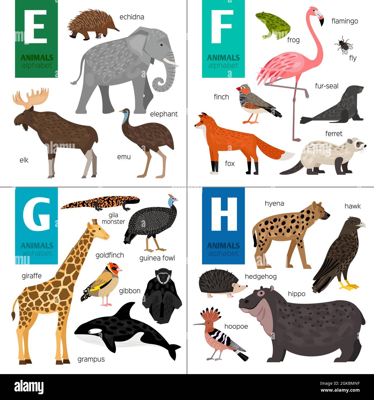 Motif alphabet vectoriel avec animaux mignons Illustration de Vecteur
