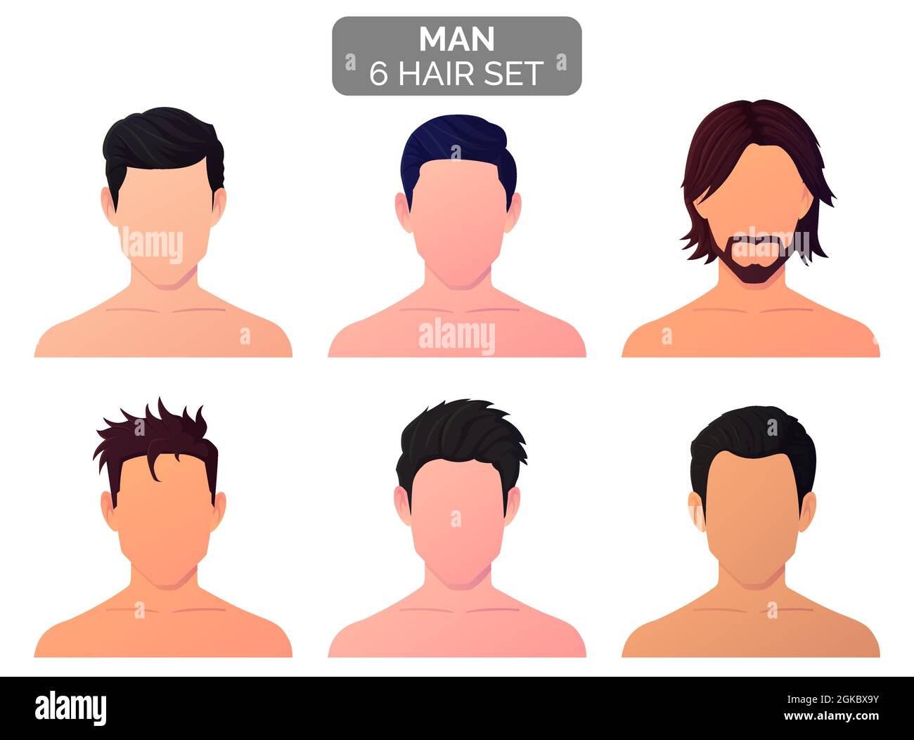 Hommes Fashion hairstyle collection vecteur Premium Illustration de Vecteur