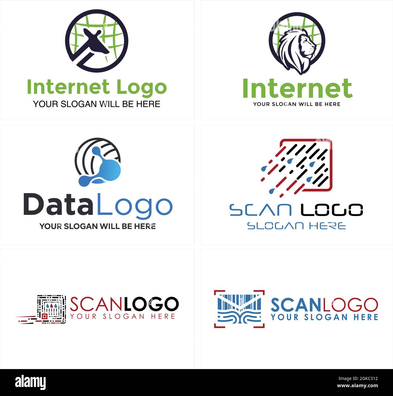 Technologie de conception de logo de données de numérisation réseau Illustration de Vecteur