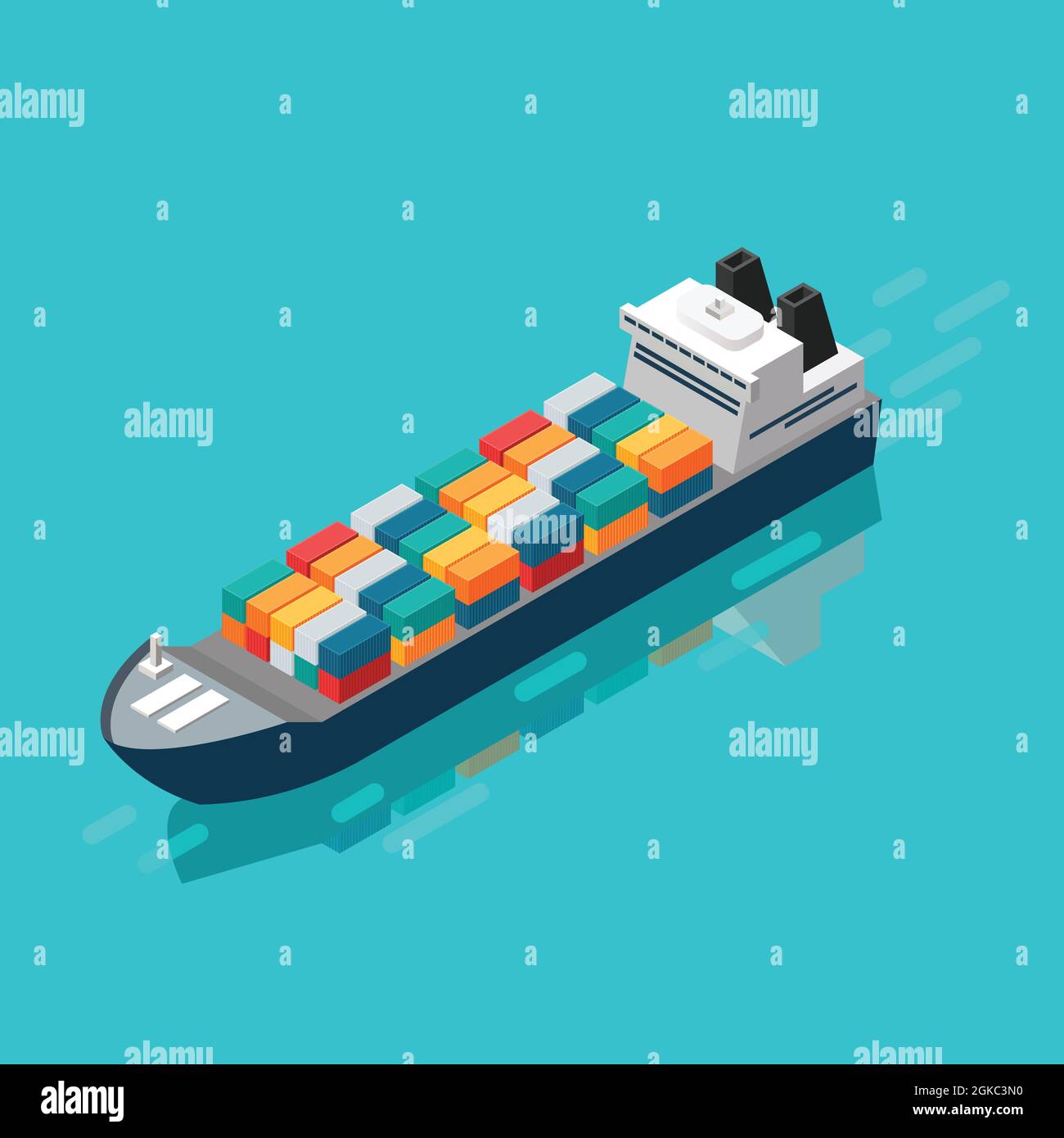 Navire conteneur en vue isométrique. Illustration vectorielle Illustration de Vecteur