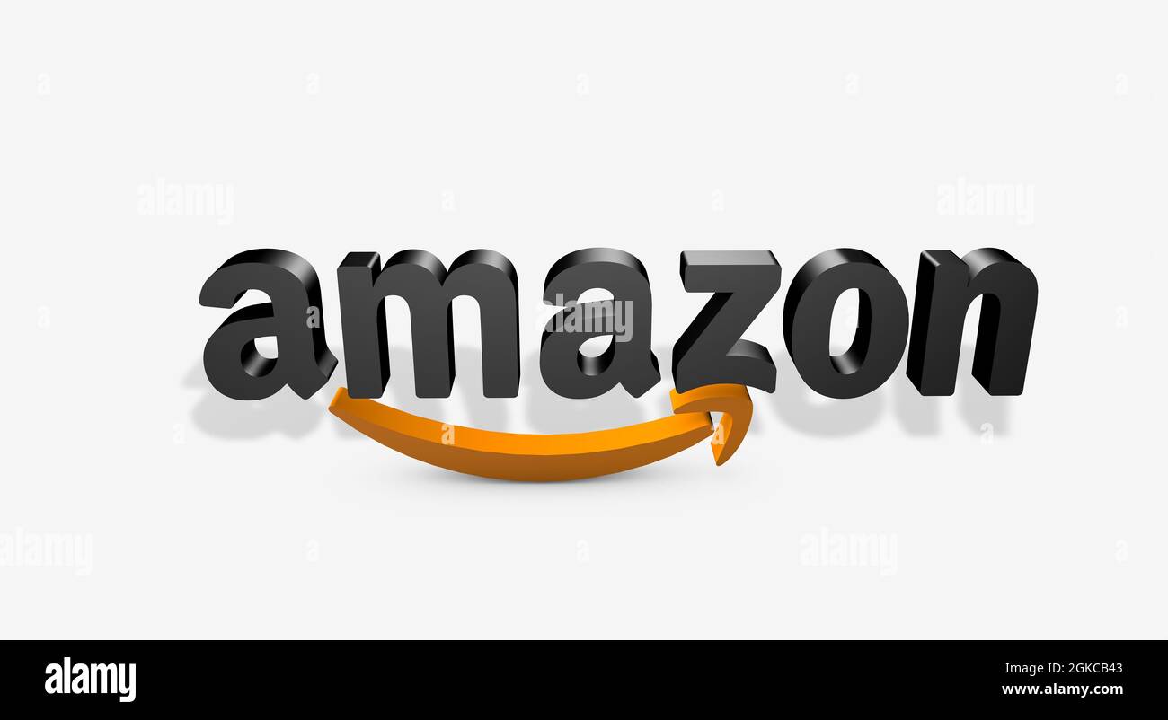 Italie - septembre 2021 : la 3D a rendu l'illustration de la célèbre marque  de commerce électronique Amazon avec l'ombre Photo Stock - Alamy