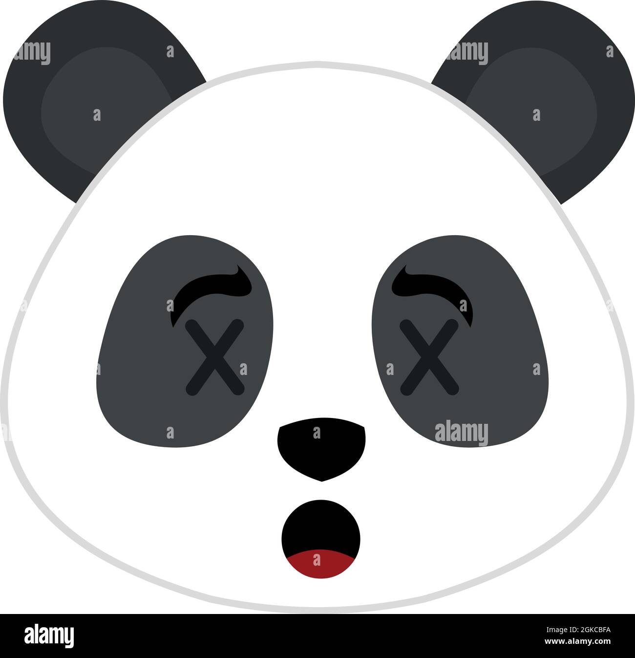 Vecteur émoticône illustration de la tête d'un ours panda avec les yeux en forme de croix, concept de mort Illustration de Vecteur