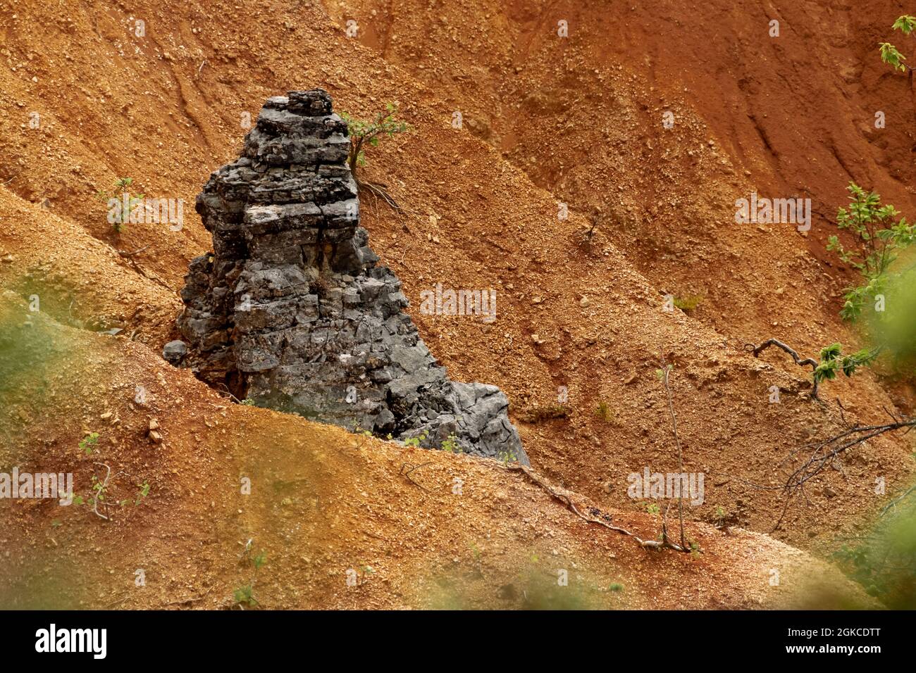 Nature rock parmi le sol rouge Banque D'Images