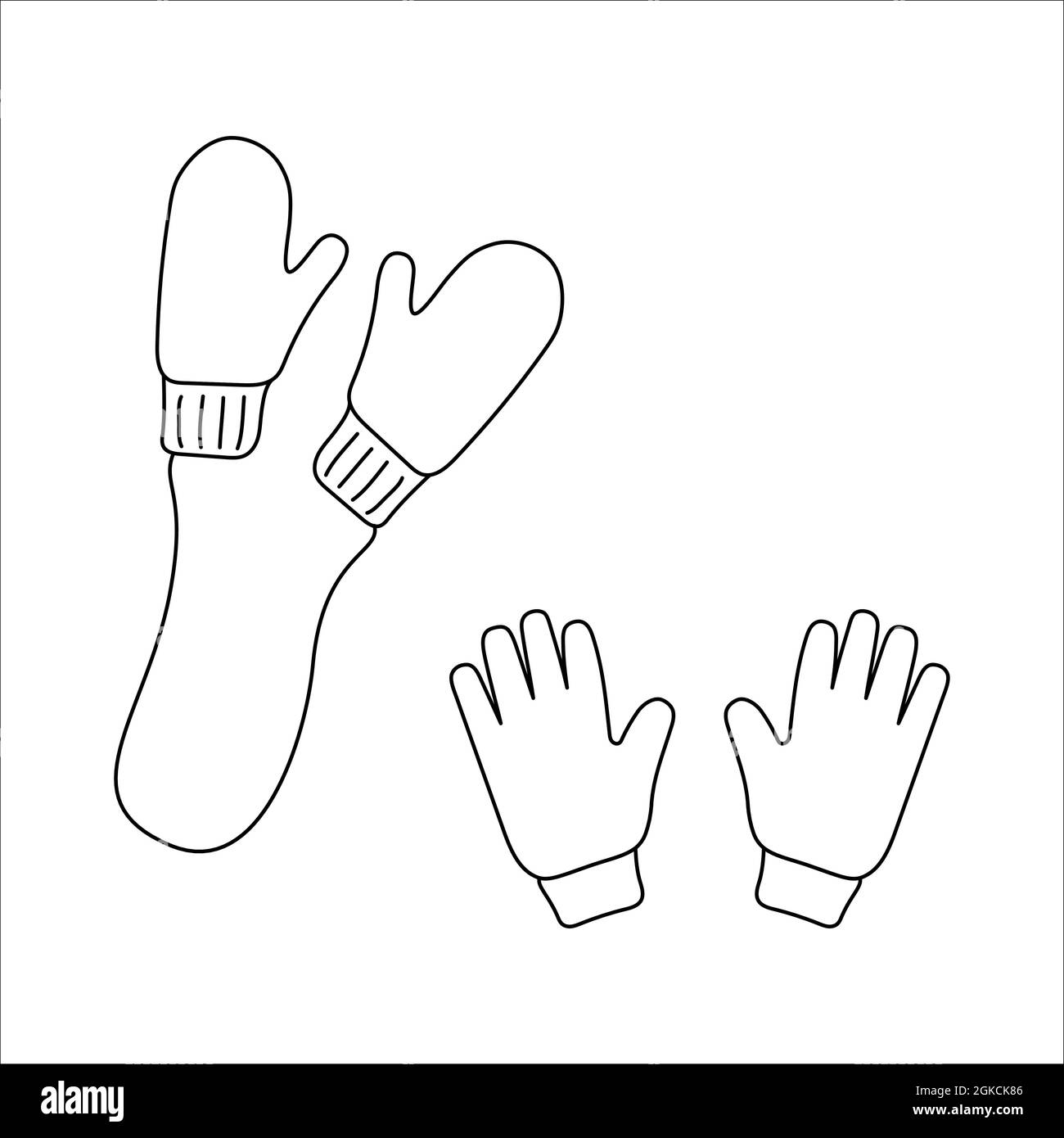 Moufles Doodle, gants de dessin animé. Illustration vectorielle d'hiver  isolée sur fond blanc Image Vectorielle Stock - Alamy