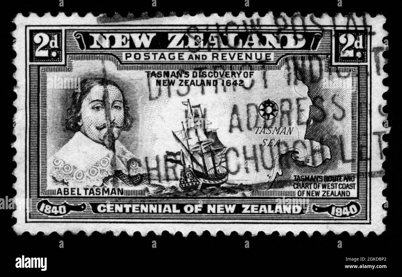 Imprimé timbres en Nouvelle-Zélande, Abel Tasman Banque D'Images