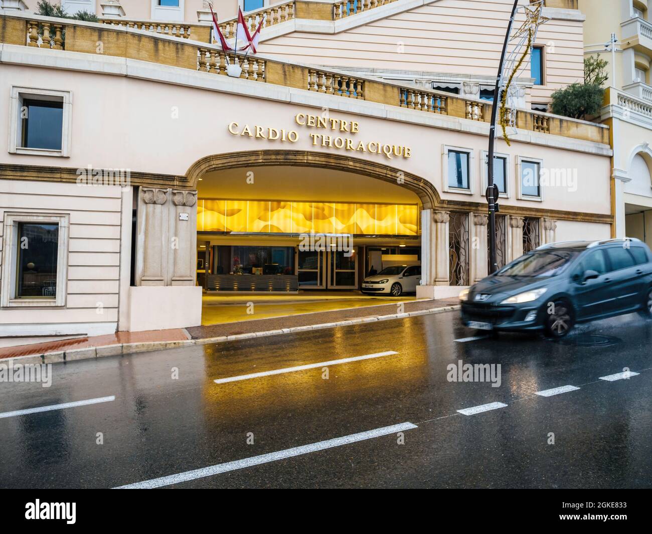 Entrée principale du Centre cardiovasculaire et thoracique de Monaco Banque D'Images