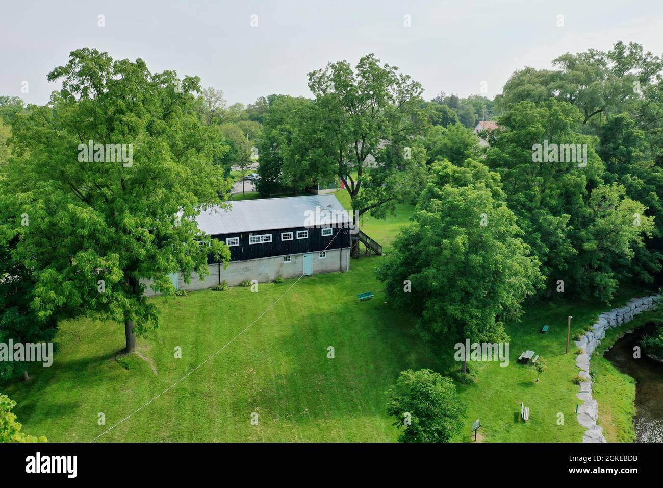 Une vue aérienne de Quance Mill à Delhi, Ontario, Canada Banque D'Images