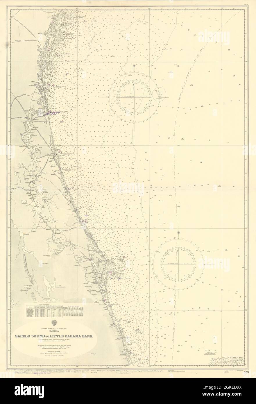 Côte de la Géorgie de la Floride Île de Sapelo-Sainte Lucie CARTE mer AMIRAUTÉ 1886 (1955) carte Banque D'Images
