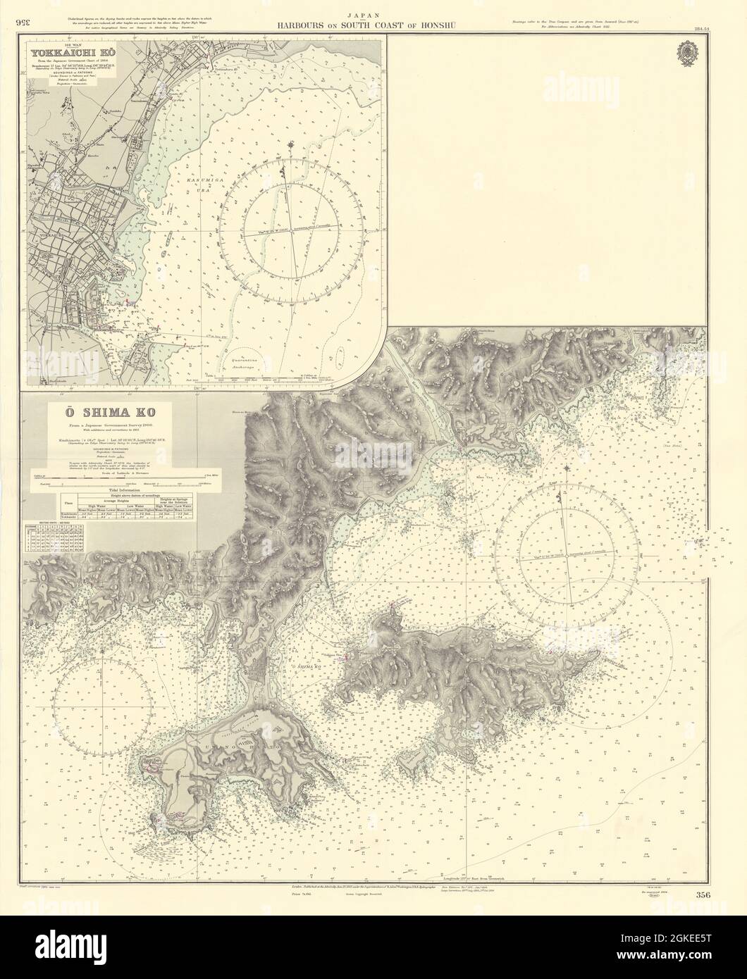 Ports de la côte sud de Honshu Yokkaichi Ko O Shima Ko ADMIRALTY carte 1863 (1955) carte Banque D'Images
