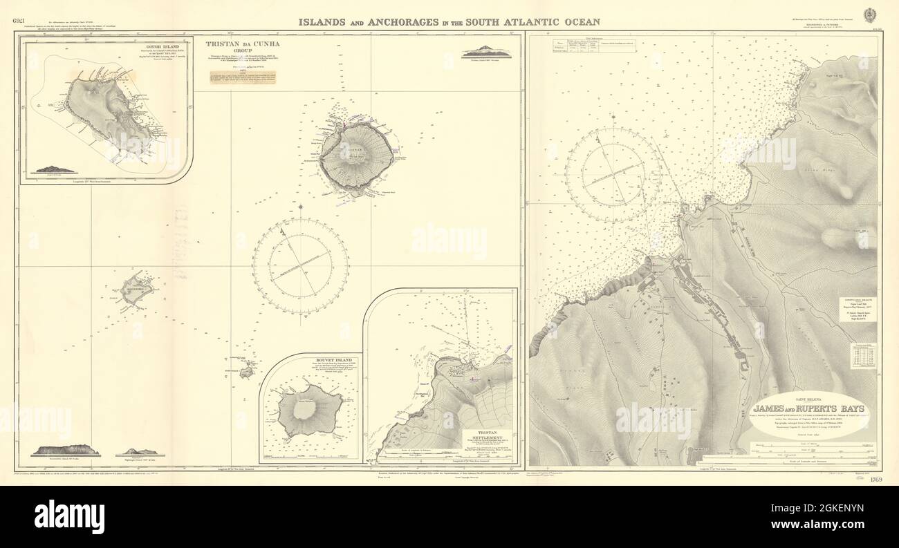 Sud Atlantique Gough Tristan da Cunha St Helena ADMIRALTY carte 1922 (1956) carte Banque D'Images