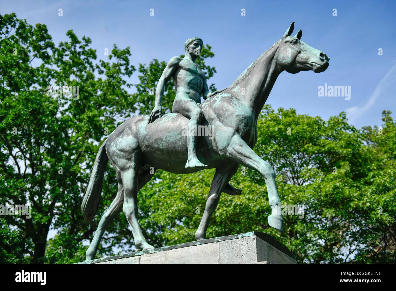 Monument équestre, Treskowallee, piste de trotting, Karlshorst, Lichtenberg, Berlin, Allemagne Banque D'Images