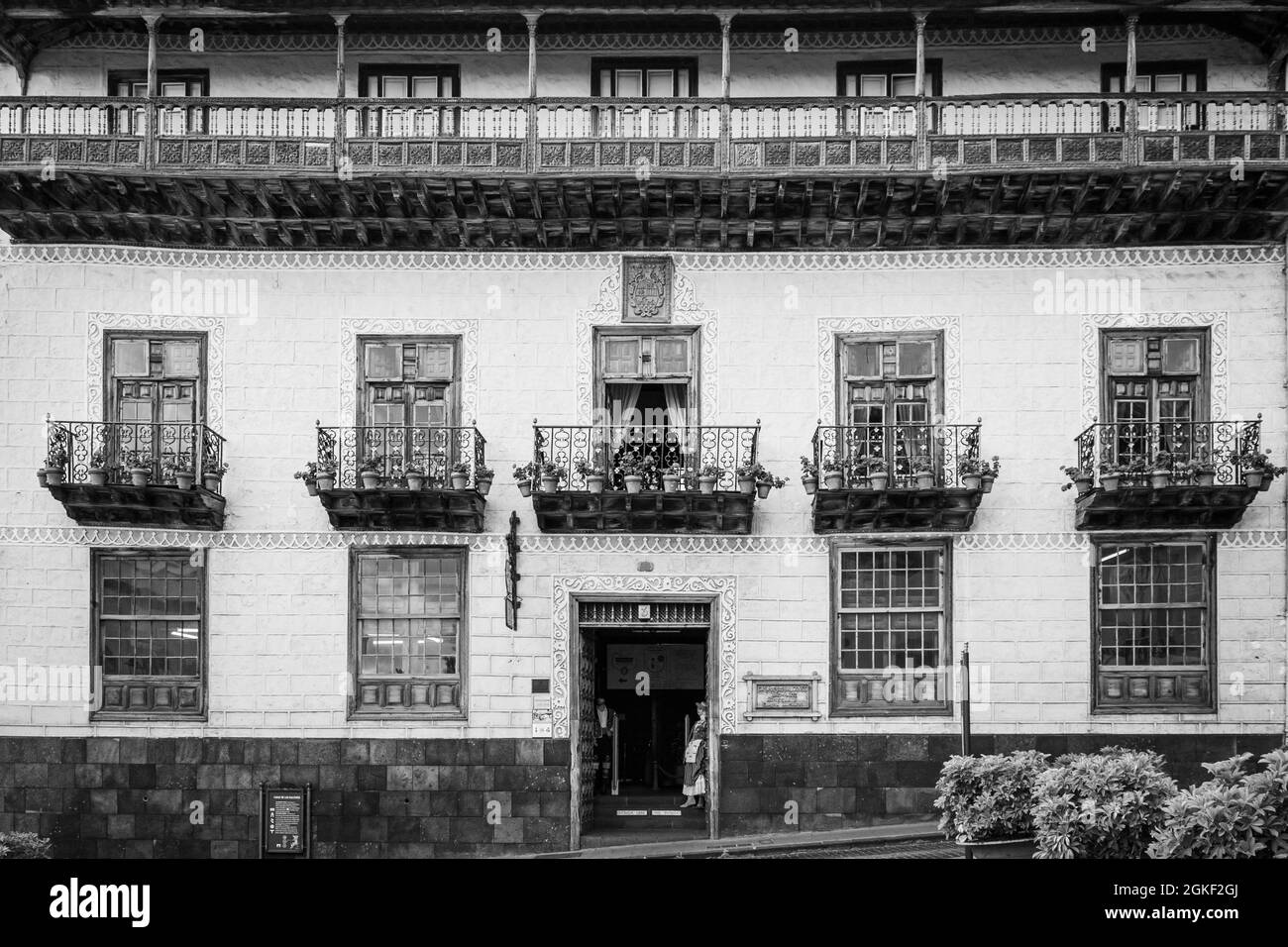 La Orotava, Espagne; 1er août 2015: Maison des balcons. Banque D'Images