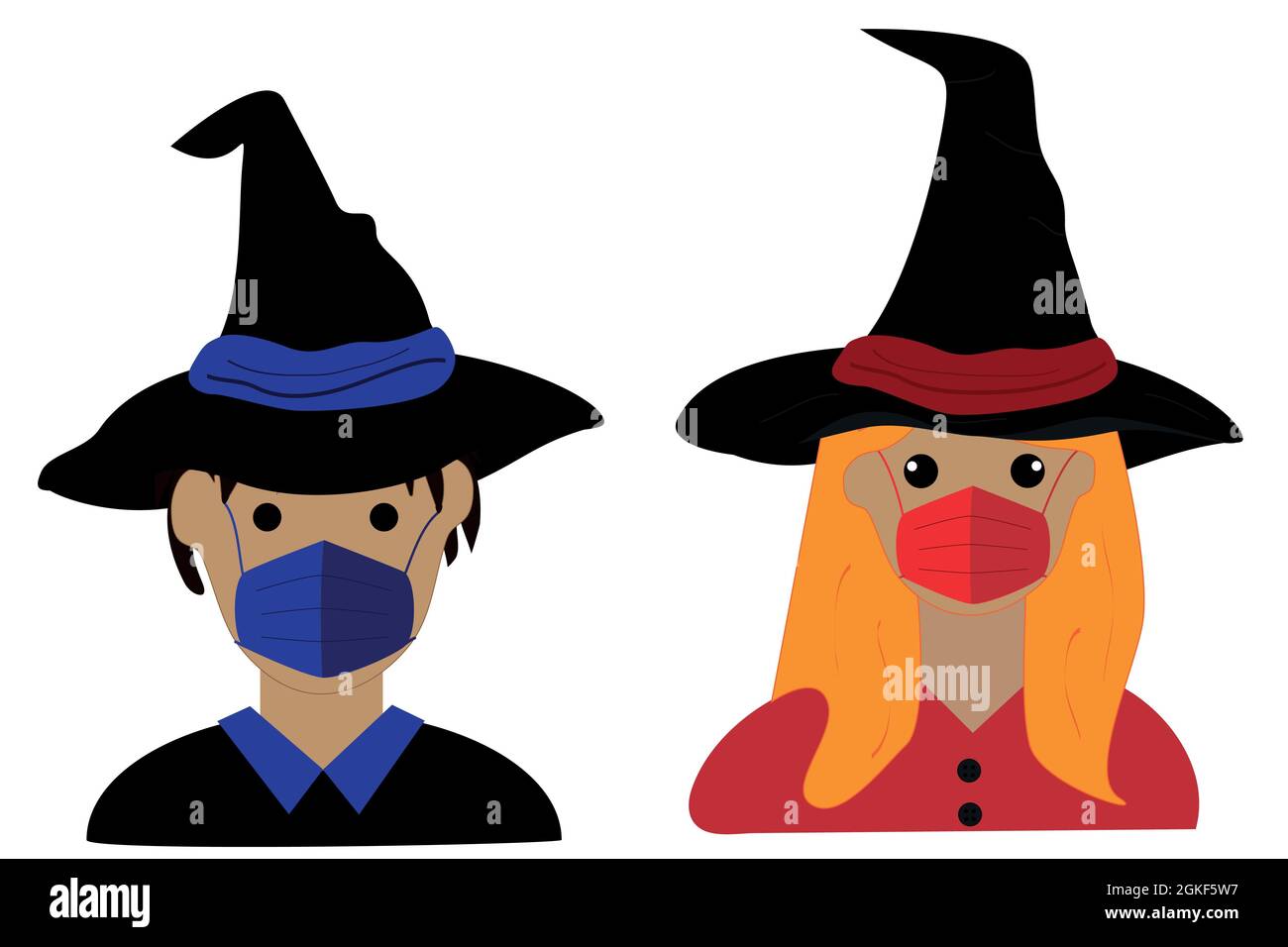 Sorcière et sorcière avec protection de la bouche et du nez. Vecteur Illustration de Vecteur Sorcière et sorcière avec protection de la bouche et du nez. Vecteur Illustration de Vecteur