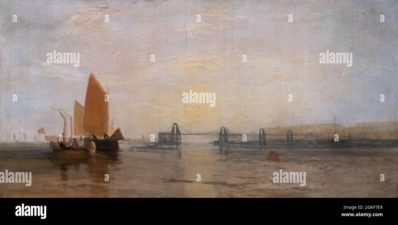 Peinture JMW Turner; « The Chain Pier, Brighton », c 1828, huile sur toile; Art britannique - romantisme, 19th siècle. Banque D'Images