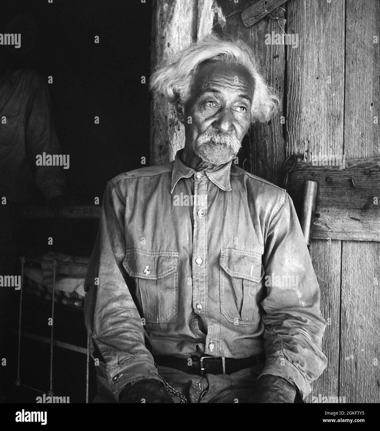 Bob Lemmons, ancien esclave, est devenu un Cowboy et Rancher, Carizzo Springs, Texas, USA, Dorothea Lange, Administration américaine de la sécurité agricole, août 1936 Banque D'Images