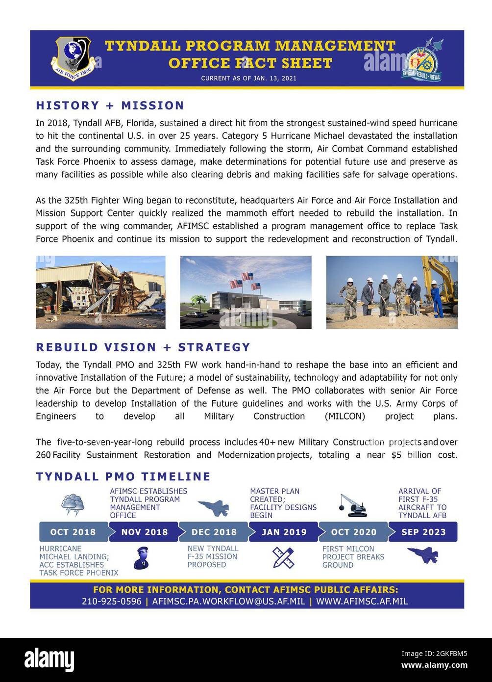 L'histoire et la mission du Bureau de gestion des programmes de la base aérienne de Tyndall, en Floride. Banque D'Images