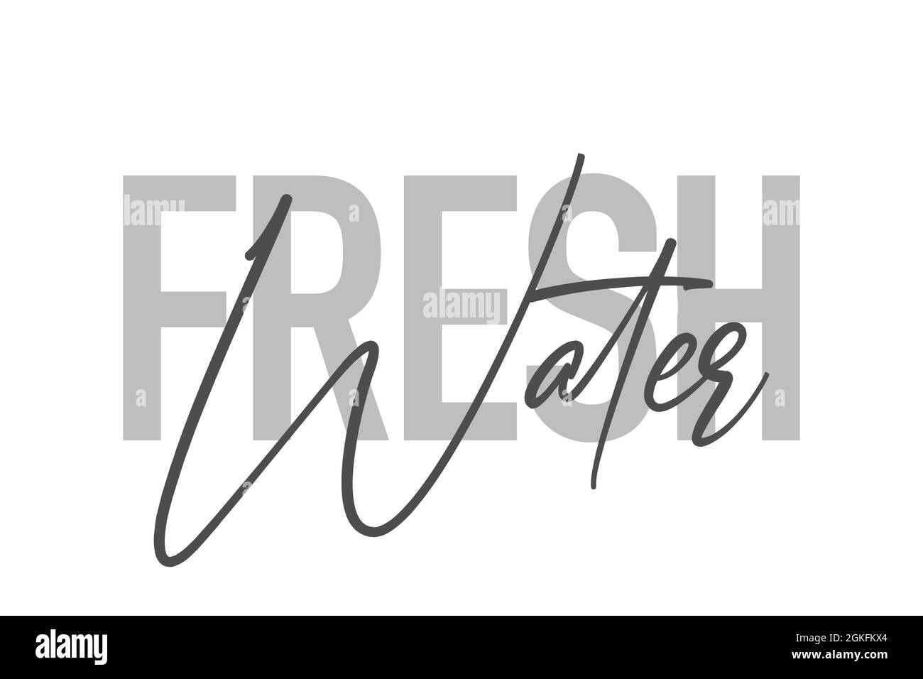 Conception typographique moderne, simple et minimaliste d'un dit « eau douce » dans des tons de gris. Art vectoriel graphique cool, urbain, tendance et ludique avec h Banque D'Images