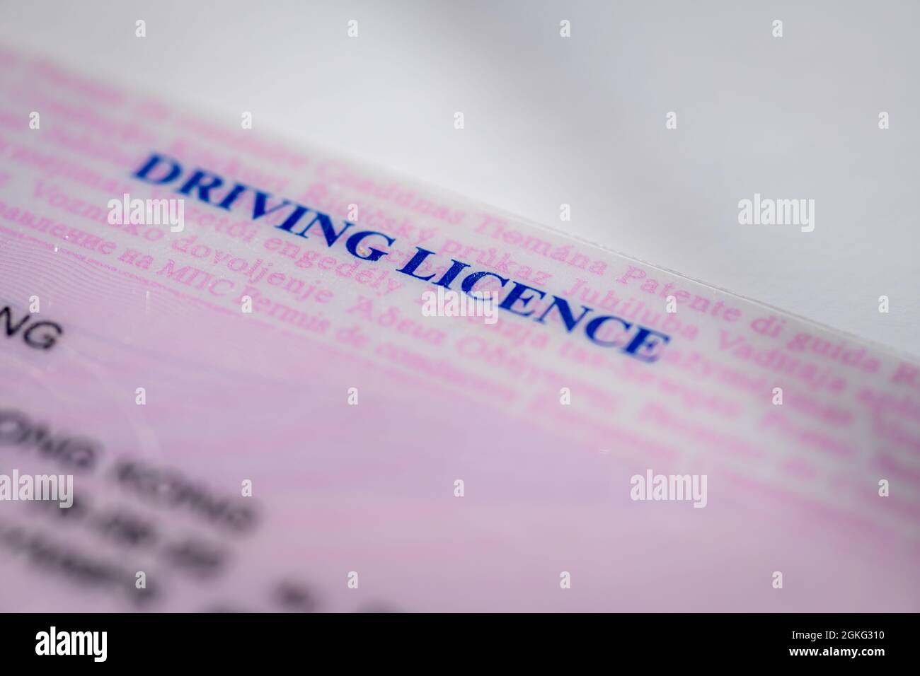Gros plan d'un permis de conduire du Royaume-Uni. Banque D'Images