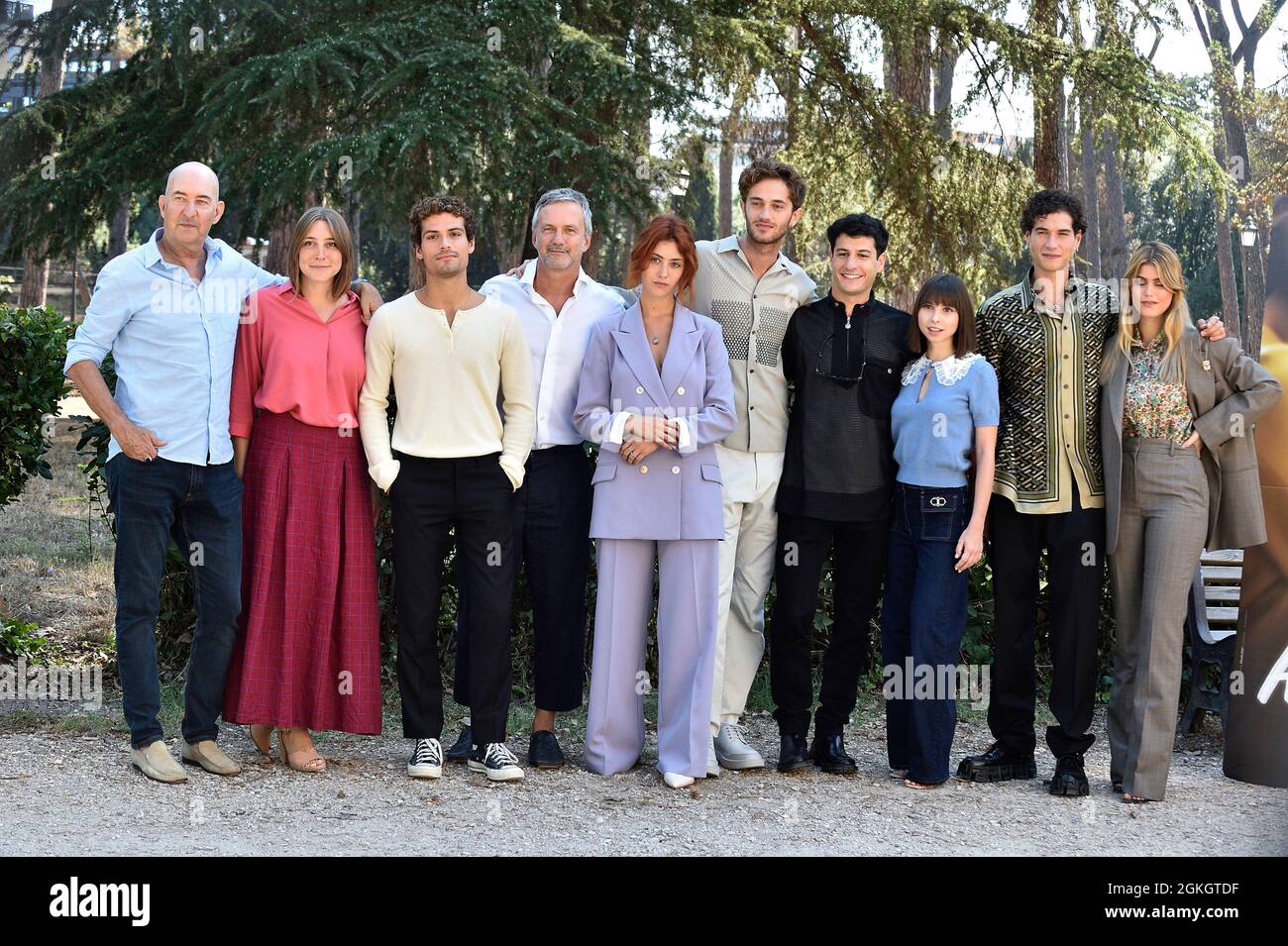 Rome, Italie. 14 septembre 2021. ROME, ITALIE - SEPTEMBRE 14 : Claudio Norza, Oscar Anton, Roberto Proia, Gaja Masciale, Jozef Gjura, Ludovica Francesconi, Giancarlo Comcare et Jenny de Nucci assistent à la séance photo du film 'Ancora più bello' le 14 septembre 2021 à Rome, en Italie. Credit: dpa/Alay Live News Banque D'Images