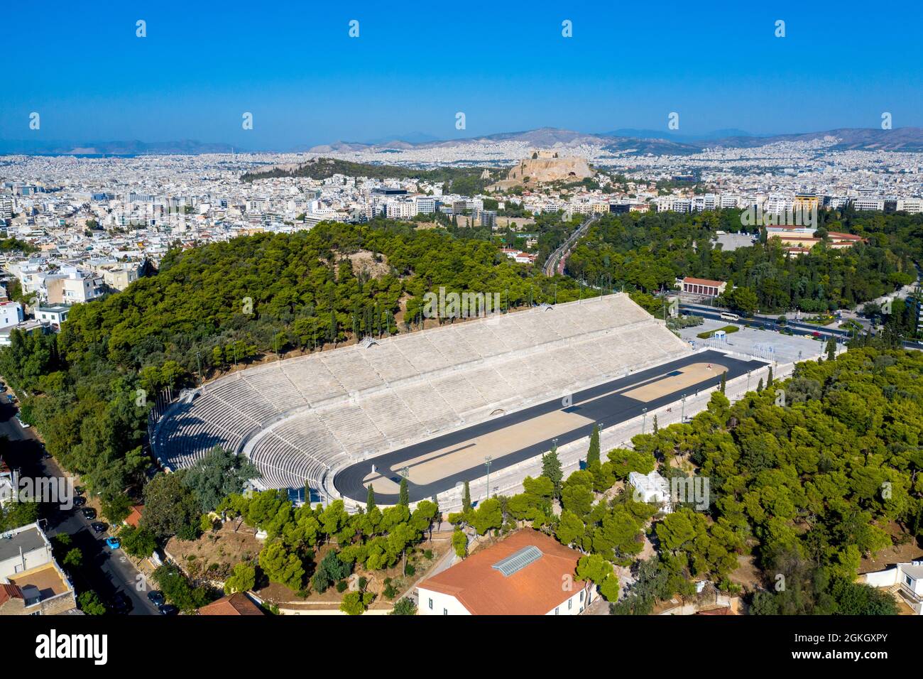 Stade panathénaïque à Athènes, Grèce (a accueilli les premiers Jeux Olympiques modernes en 1896), également connu sous le nom de Kalimarmarmaro qui signifie bonne pierre de marbre Banque D'Images