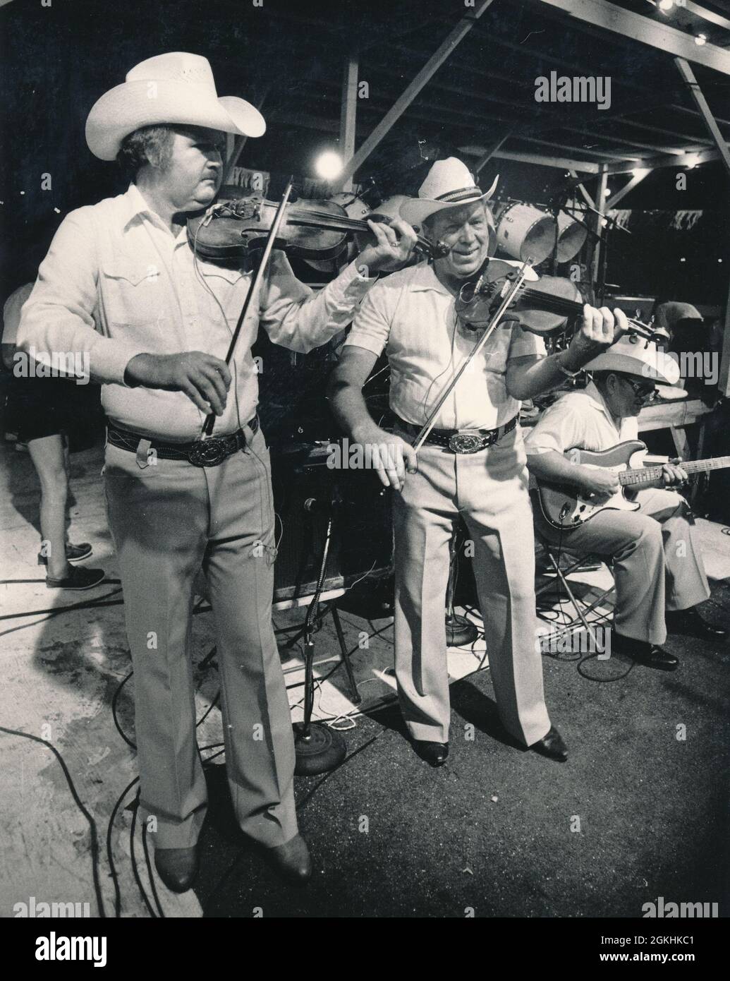 Austin Texas USA, vers 1979: Bob Wills original Texas Playboys en concert au siège mondial d'Armadillo. ©Bob Daemmrich Banque D'Images