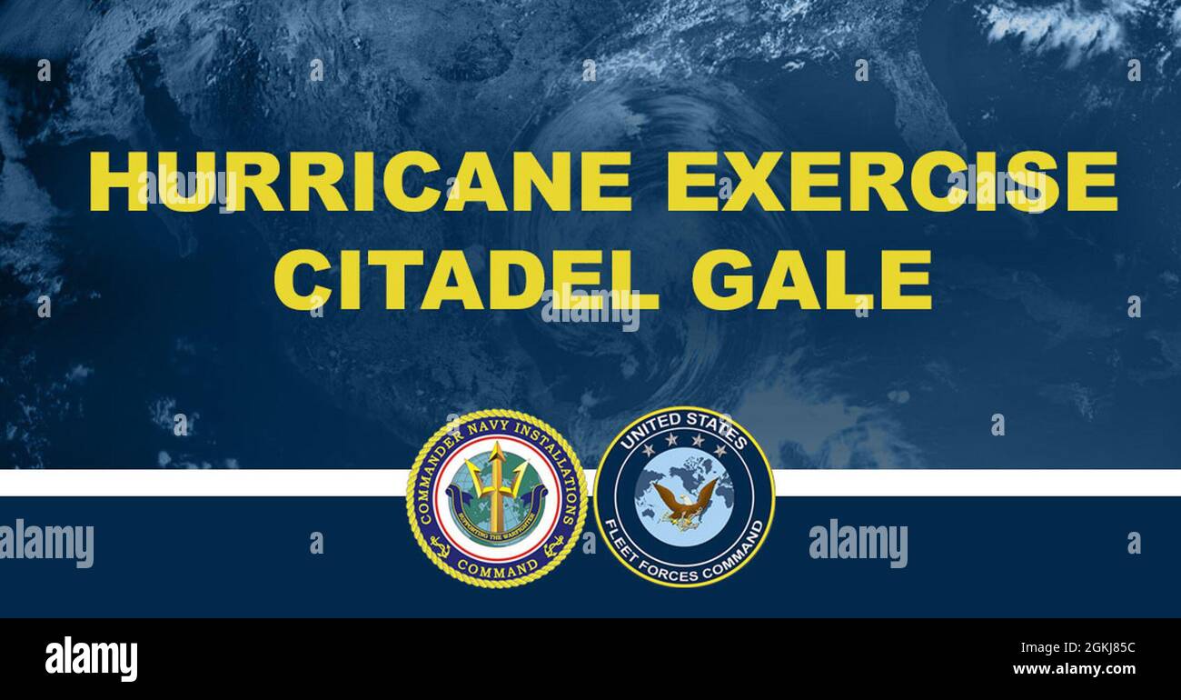 210430-N-MS174-0001 CHESAPEAKE, Virginie (30 avril 2021) un graphique optimisé des médias sociaux pour l'exercice Hurricane/Citadel Gale 2021 (HURREX/CG 21), qui doit avoir lieu du 3 au 14 mai. Le Commandement des forces de la flotte américaine et commandant du Commandement des installations de la marine, effectuent cet exercice annuel de préparation aux ouragans, d'intervention en cas de catastrophe et de récupération avant le début de la saison des ouragans afin de préparer le personnel et les équipages à des impacts potentiels sur les opérations de l'infrastructure et de la flotte. Banque D'Images