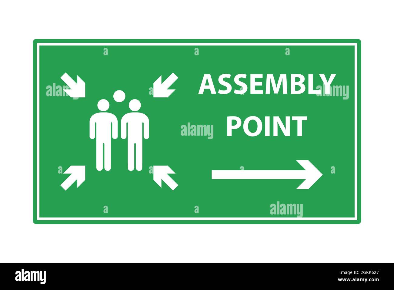 Panneau de point d'assemblage d'incendie, panneau de signalisation de point de rassemblement, vecteur d'évacuation d'urgence pour la conception graphique, logo, site Web, médias sociaux, application mobile, UI illus Illustration de Vecteur