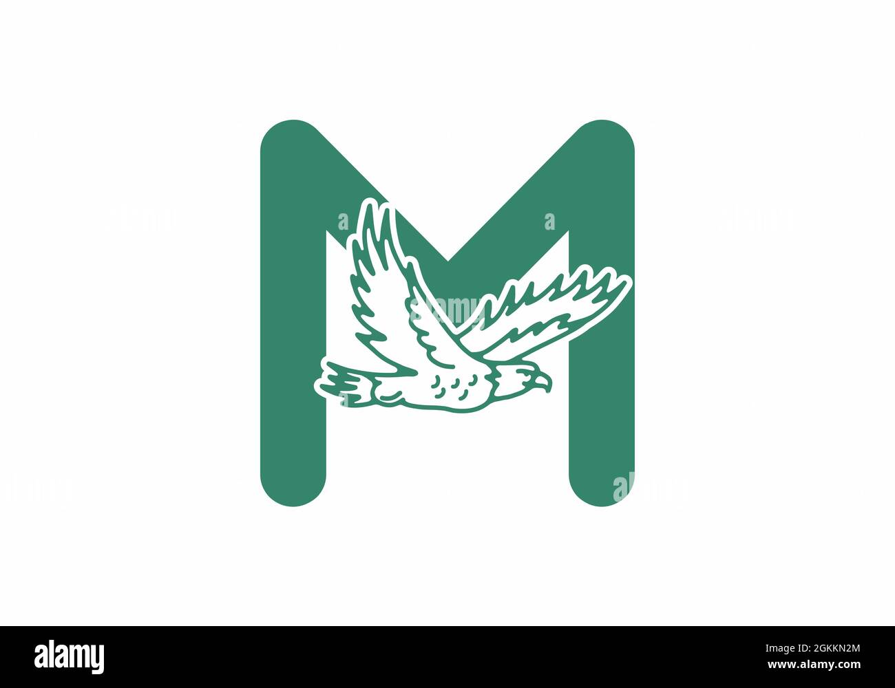 Illustration de l'aigle volant avec lettre M initiale Illustration de Vecteur
