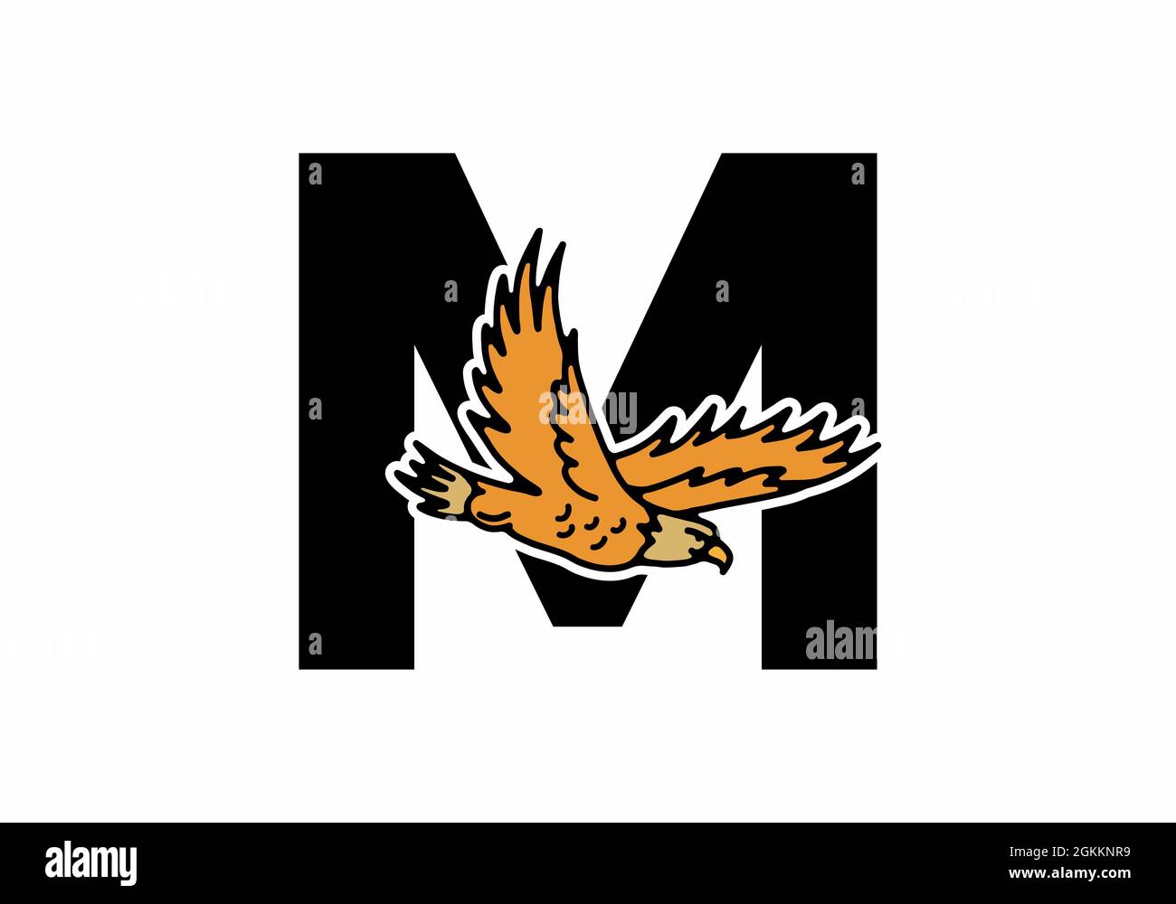 Illustration de l'aigle volant avec lettre M initiale Illustration de Vecteur