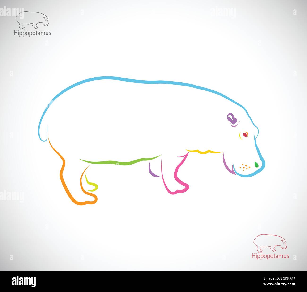 Image vectorielle d'un hippopotame sur fond blanc. Illustration vectorielle superposée facile à modifier. Animaux sauvages. Illustration de Vecteur