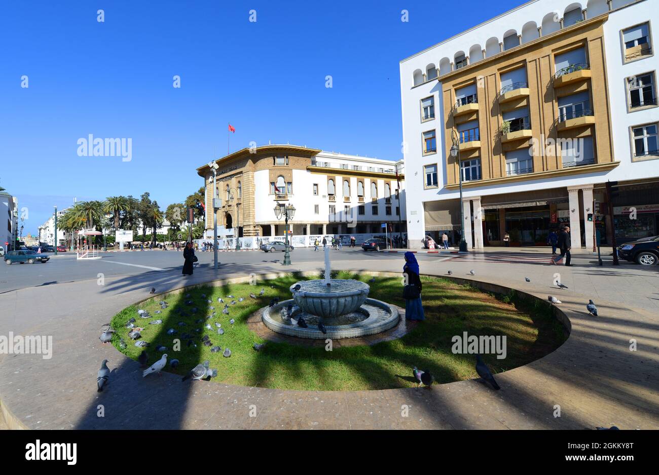 Immeuble de la Banque du Maroc sur l'avenue Mohammed V à Rabat, au Maroc. Banque D'Images