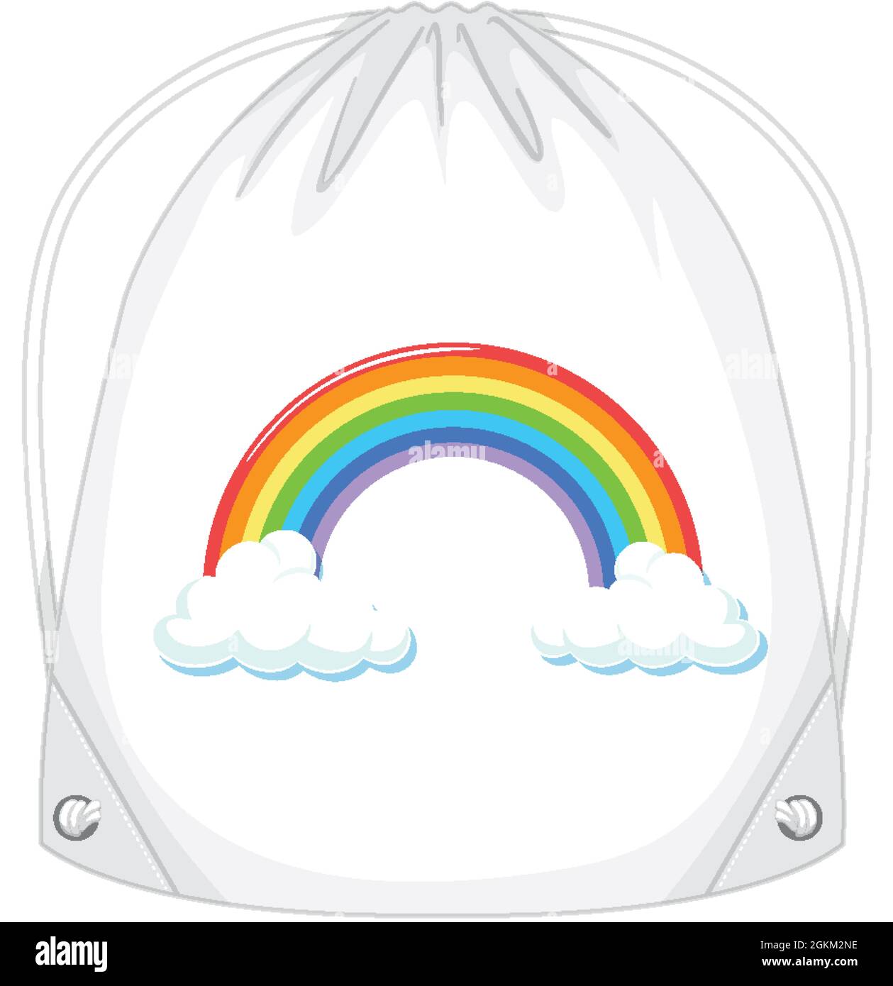 Sac à cordon blanc avec motif arc-en-ciel Illustration de Vecteur
