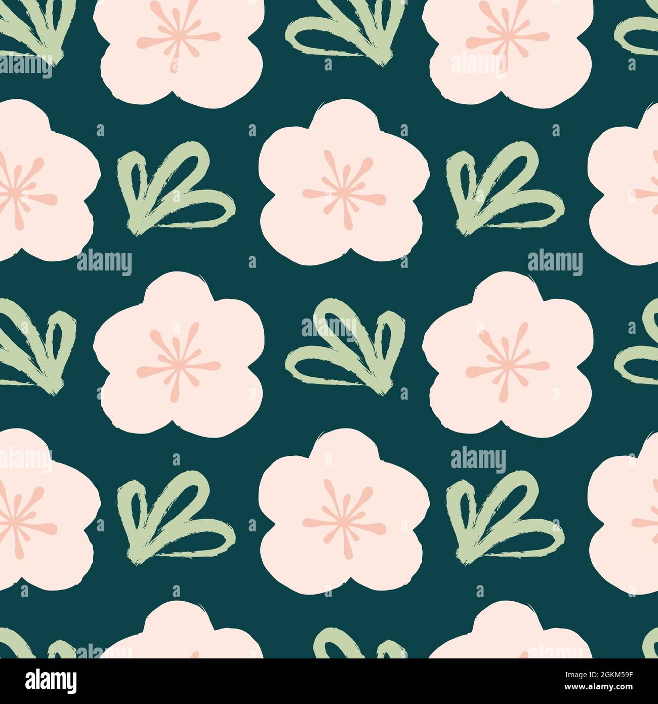 Motif sans couture avec fleurs dessinées à la main. Conception vectorielle. Illustration de Vecteur