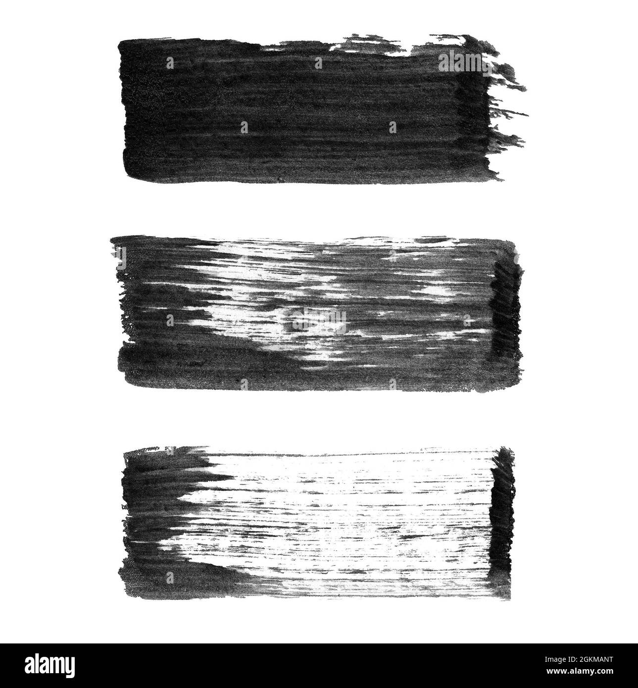 Aquarelle noire abstraite à haute résolution, traits peints isolés sur du blanc arrière-plan Banque D'Images