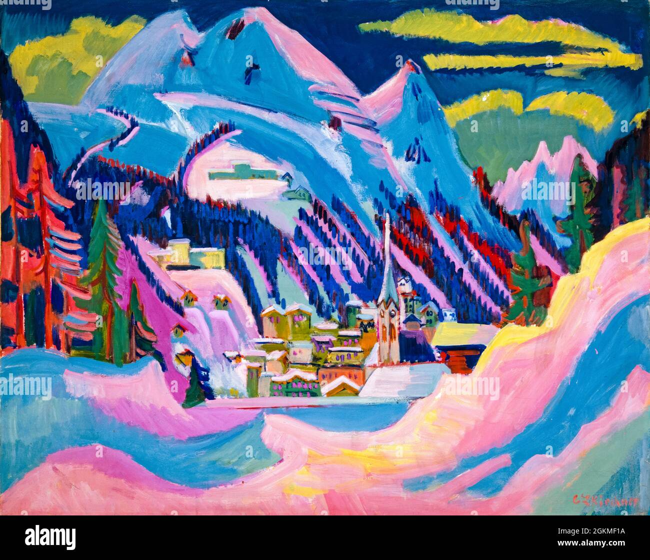 Ernst Ludwig Kirchner, Davos en hiver, Davos en neige, peinture de paysage, 1923 Banque D'Images
