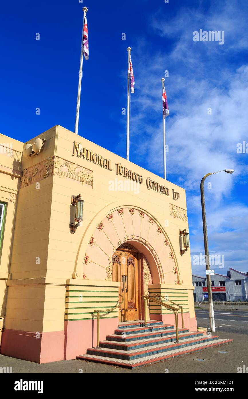 L'édifice National Tobacco Company Ltd. De Napier, en Nouvelle-Zélande, est une structure Art déco très ornée construite en 1933 Banque D'Images