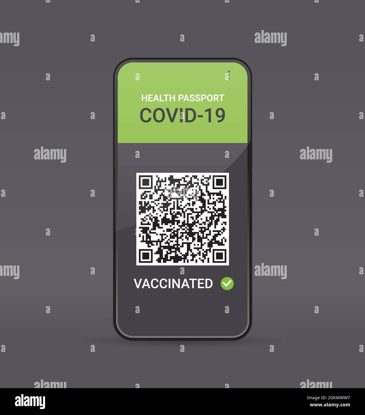 passeport d'immunité numérique avec code qr sur l'écran de smartphone sans risque covid-19 certificat de vaccination pandémique Illustration de Vecteur