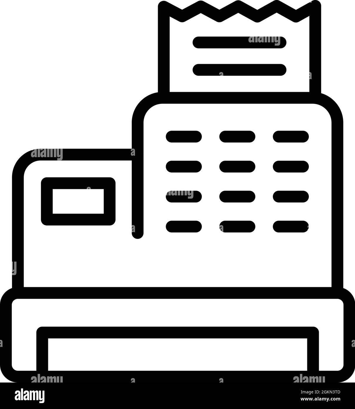 Vecteur de contour de l'icône de la machine du caissier. Paiement en espèces. Scanner à plat Illustration de Vecteur