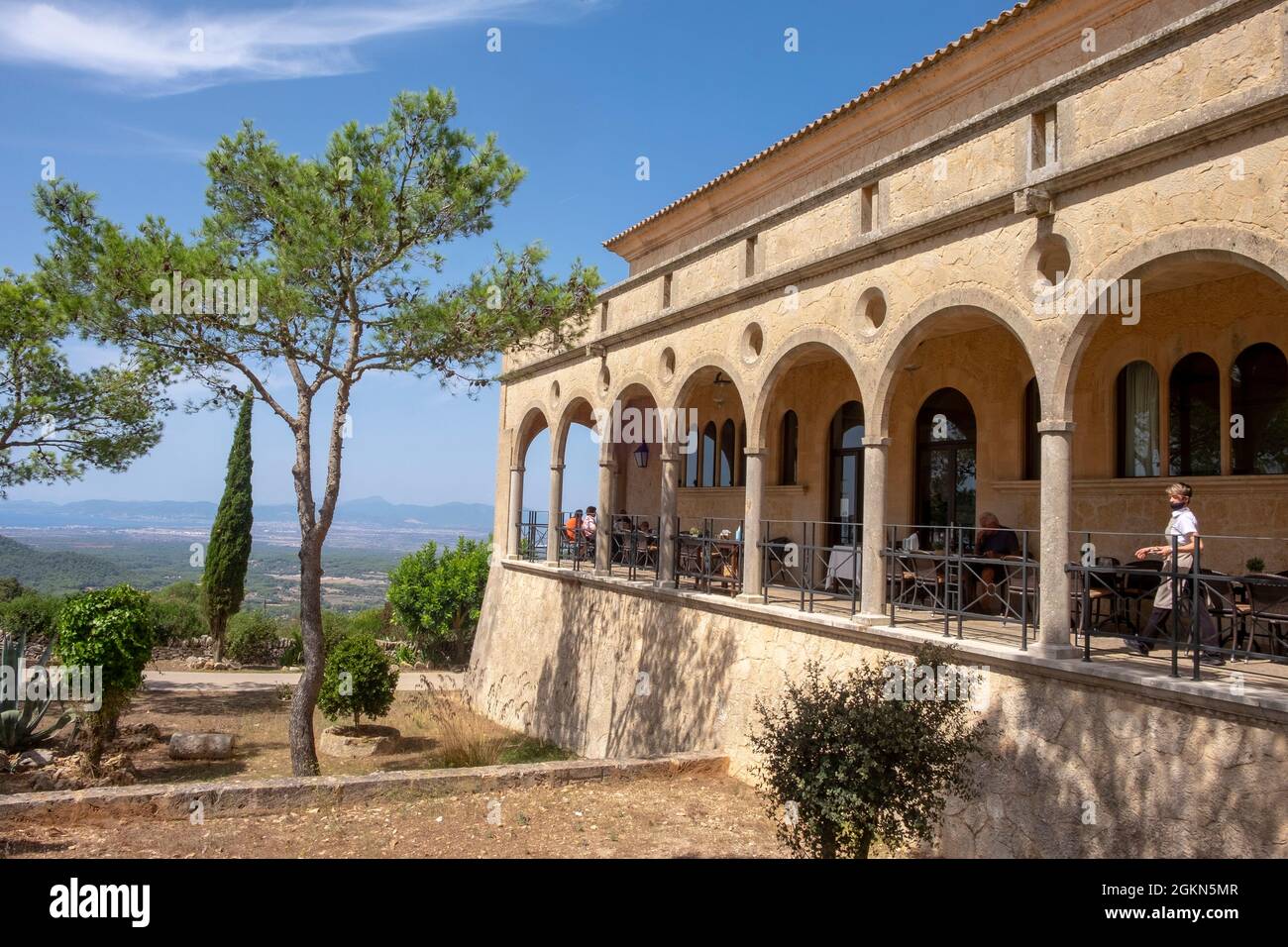 Restaurant au Santuari de Cura, ancien monastère de Majorque, Espagne Banque D'Images