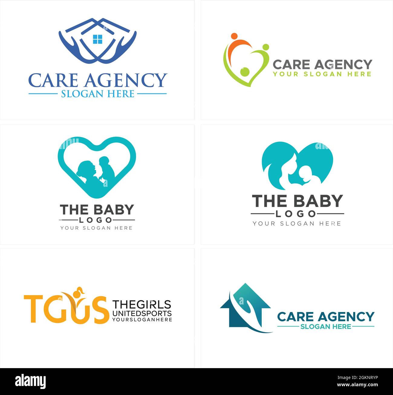 Design du logo de la fondation familiale à but non lucratif de l'agence de soins Illustration de Vecteur