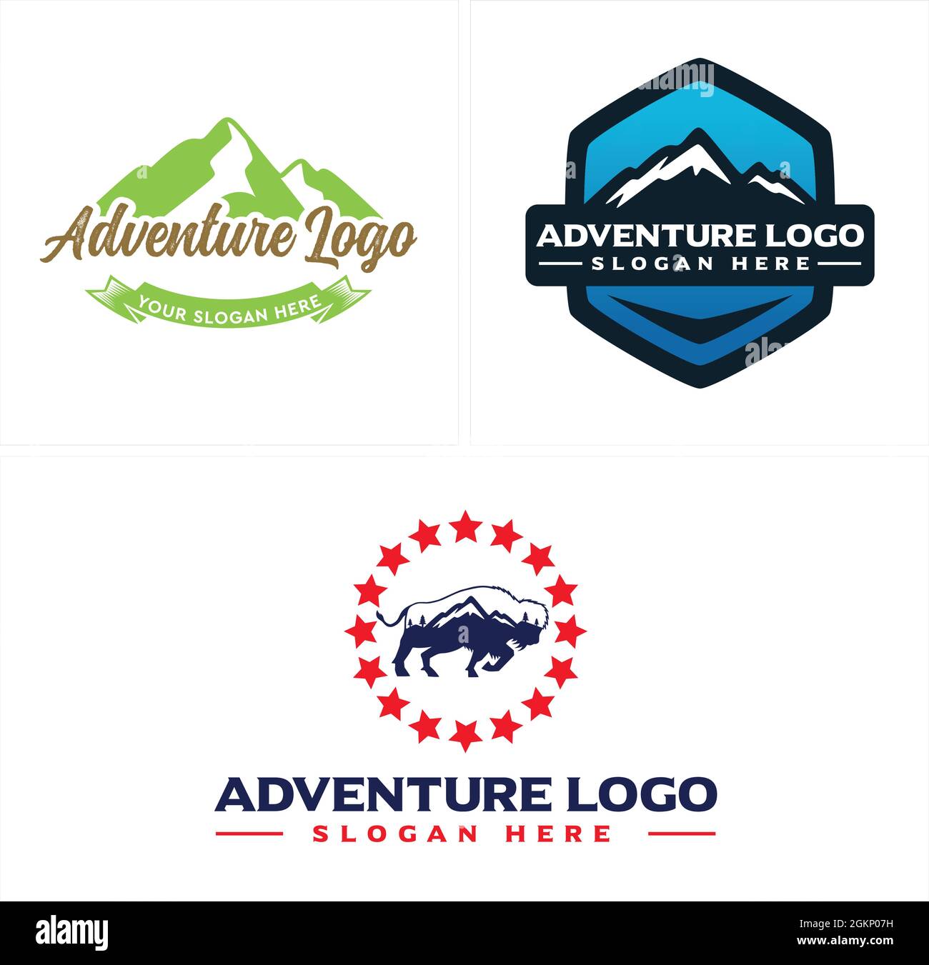 Jeux de loisirs montagne aventure logo Illustration de Vecteur